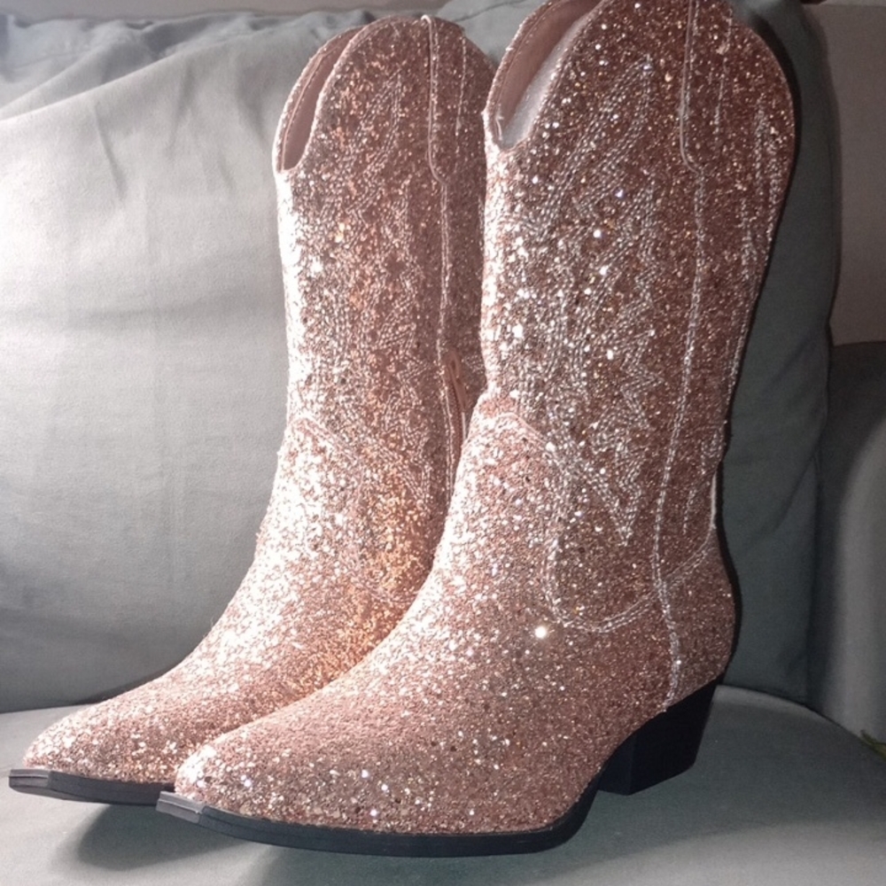 Shimmering Glitter Heeled Boots